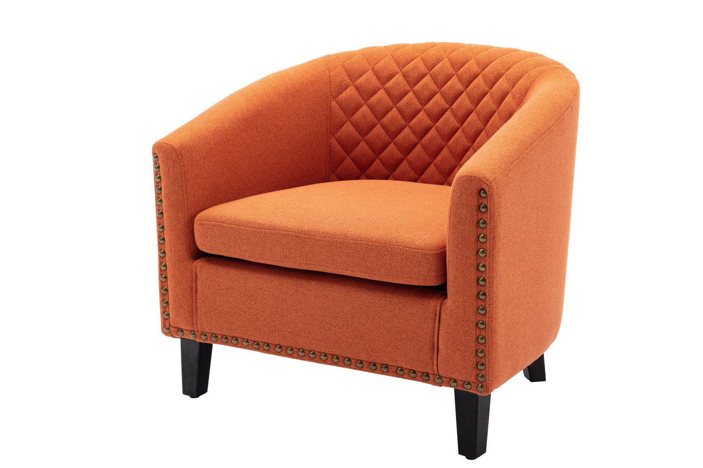 1st Choice Furniture Direct barrel Chair 1st Choice Modern Accent Barrel Chair with Nail heads in Orange Finish