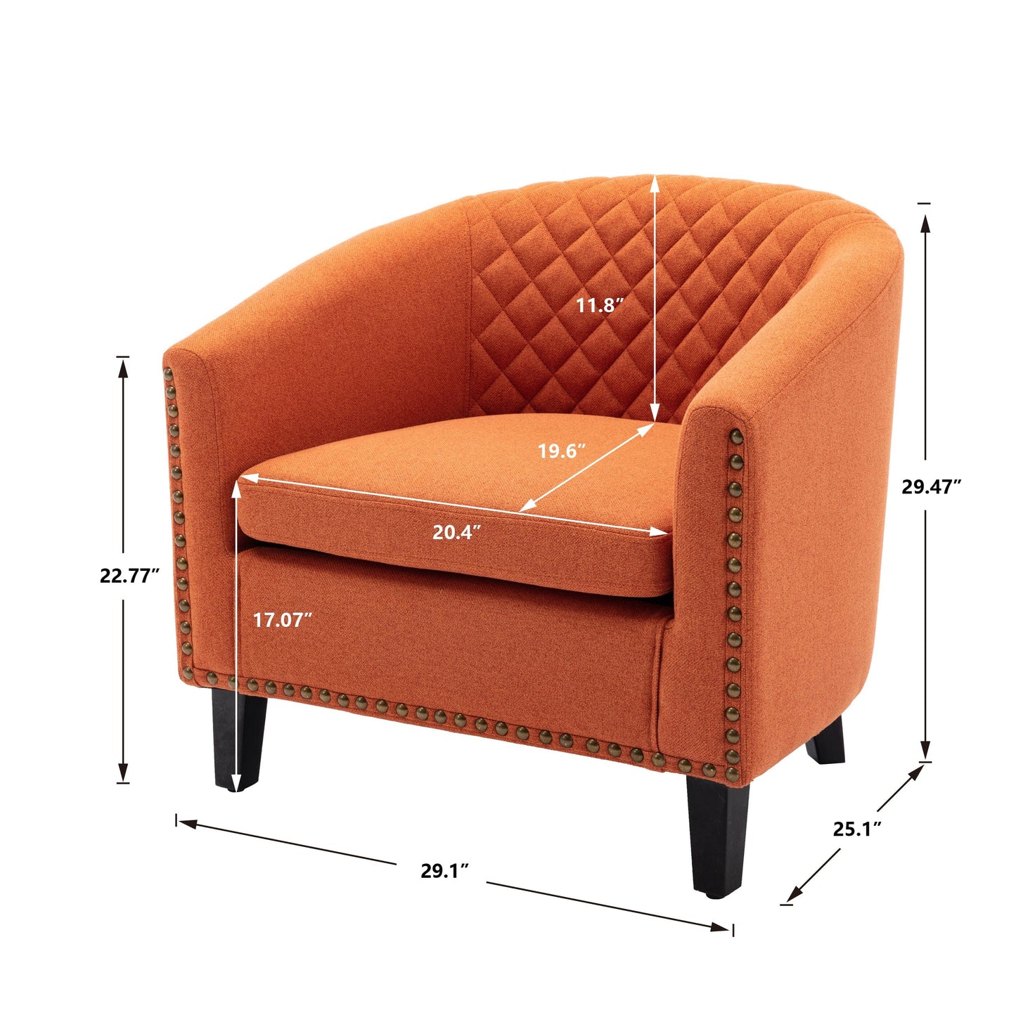 1st Choice Furniture Direct barrel Chair 1st Choice Modern Accent Barrel Chair with Nail heads in Orange Finish