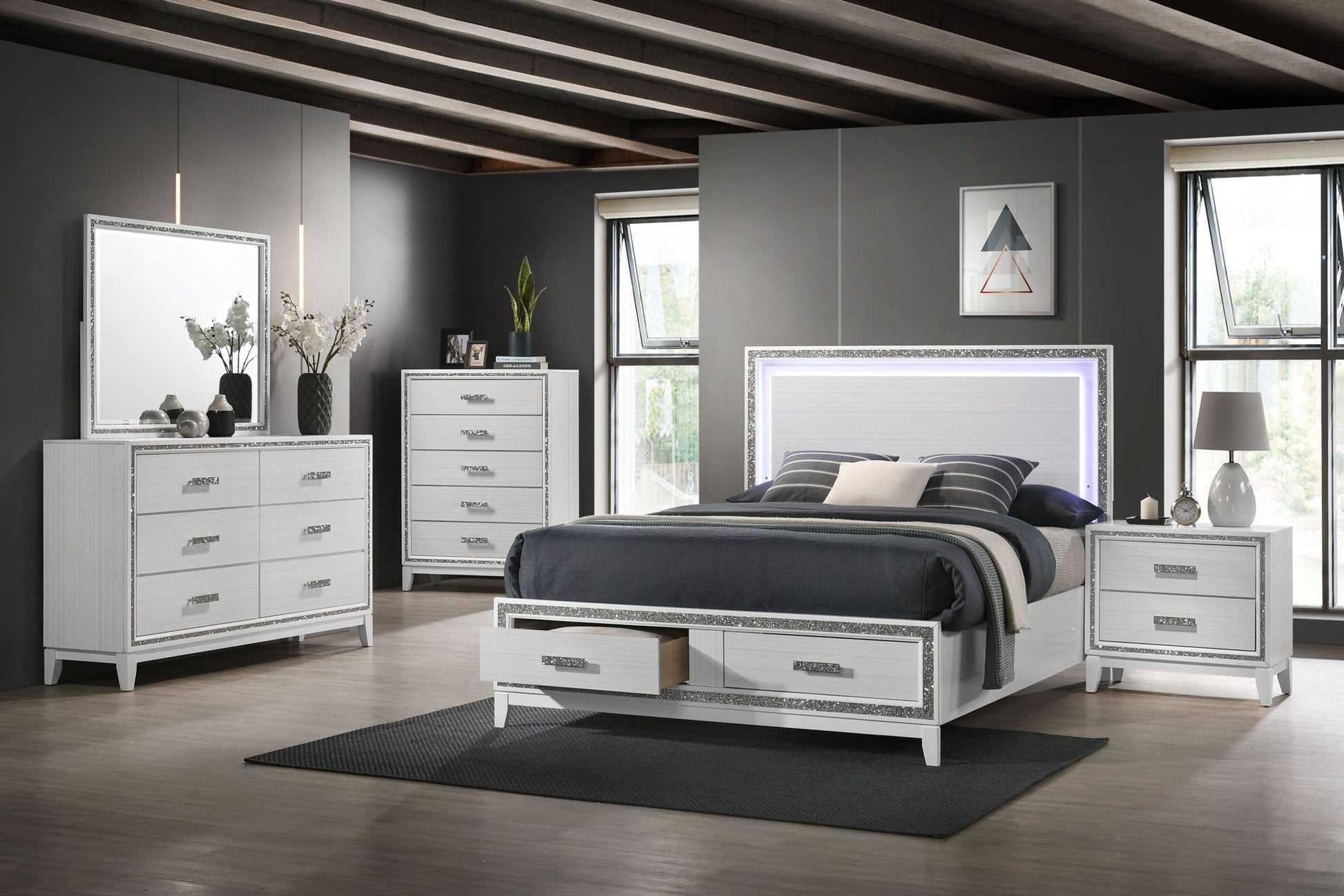 1st Choice Furniture Direct Bed 1st Choice Classic Haiden Queen Bed with Storage Led & White - BD01425Q