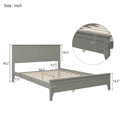 1st Choice Furniture Direct Bed 1st Choice Modern Gray Solid Wood Full Platform Bed