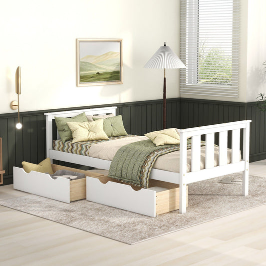 1st Choice Furniture Direct Beds & Bed Frames 1st Choice White Twin Platform Bed with Storage Drawers