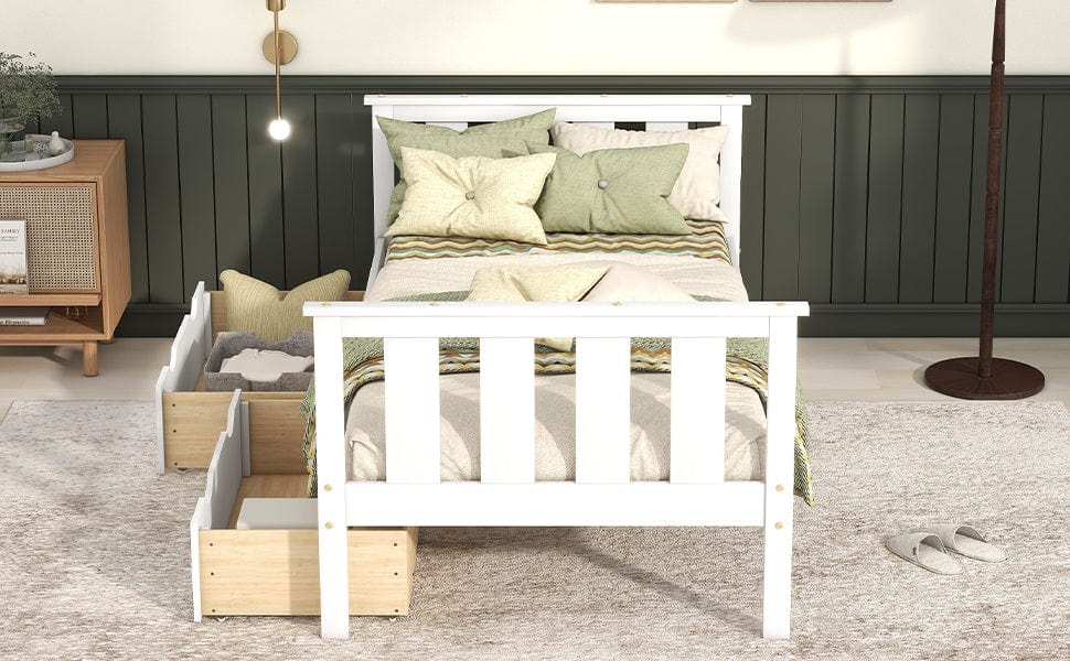 1st Choice Furniture Direct Beds & Bed Frames 1st Choice White Twin Platform Bed with Storage Drawers