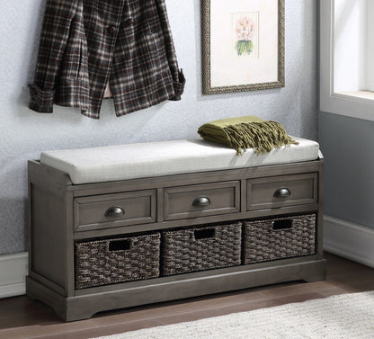 1st Choice Furniture Direct Bench with Storage 1st Choice Industrial Wooden Storage Bench with 3 Drawers & Baskets