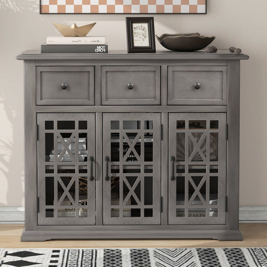 1st Choice Furniture Direct Cabinet 1st Choice Multi-Functional U-Style Wood Cabinet with 3 Drawers