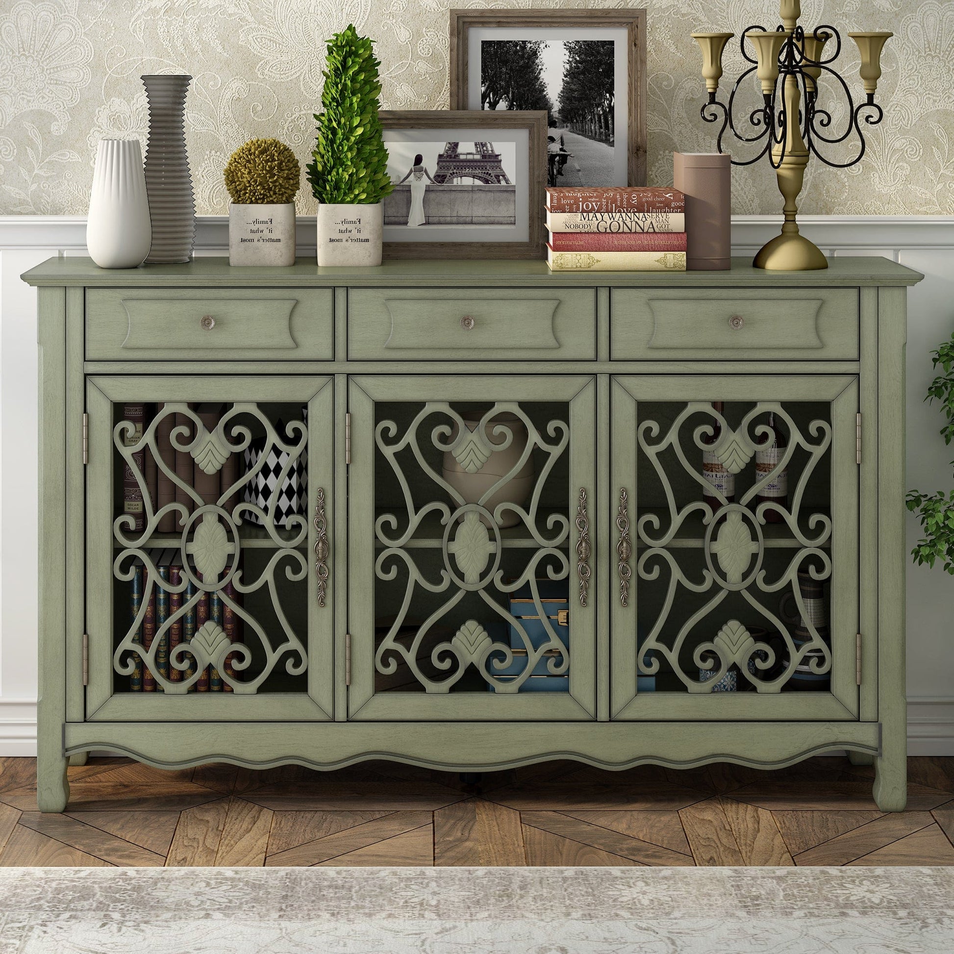 1st Choice Furniture Direct Cabinet 1st Choice U-STYLE 59.8" Modern Accent Cabinet with 3 Doors & Drawers
