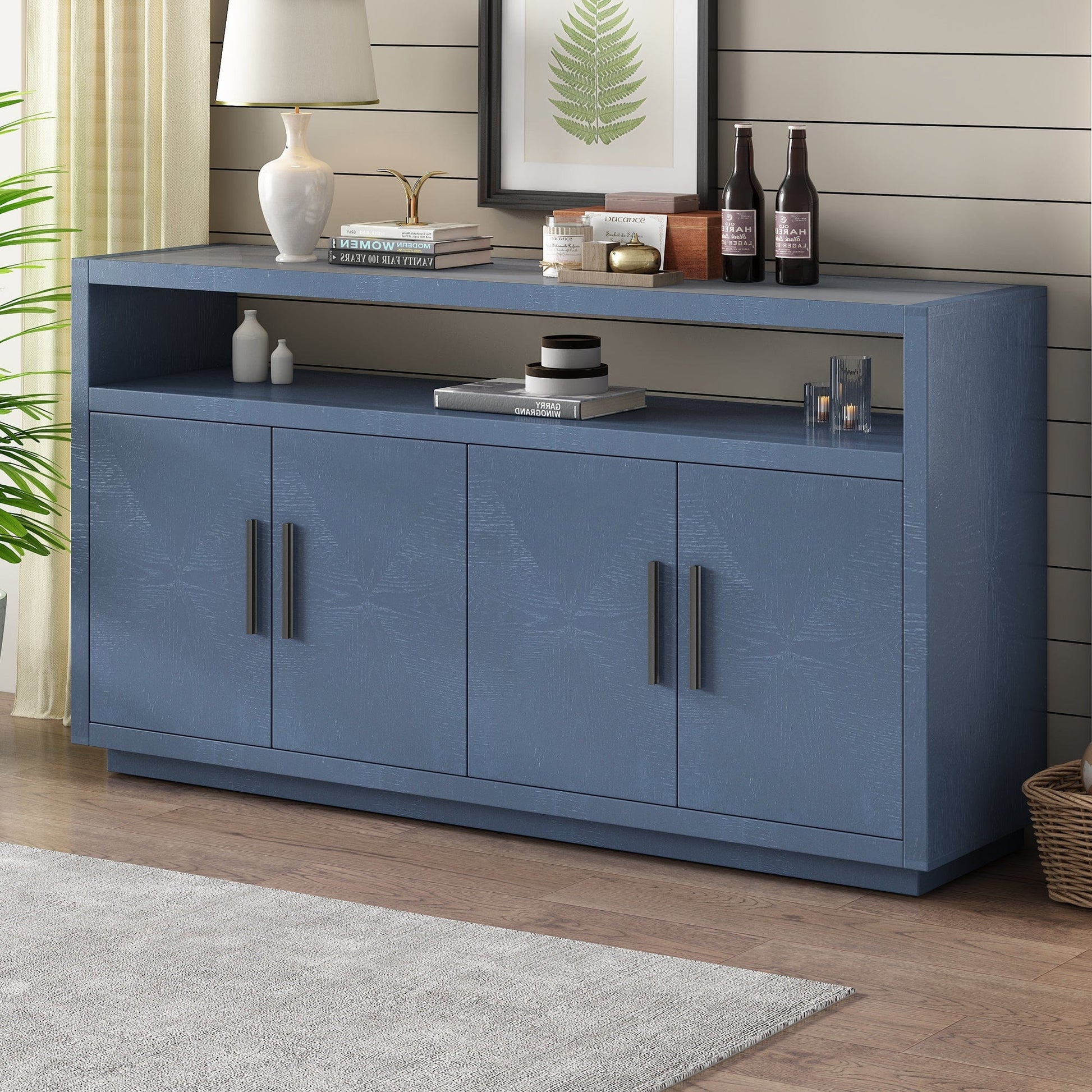 1st Choice Furniture Direct Cabinet 1st Choice U-Style Storage Cabinet w/ Adjustable Shelves & Glass Top