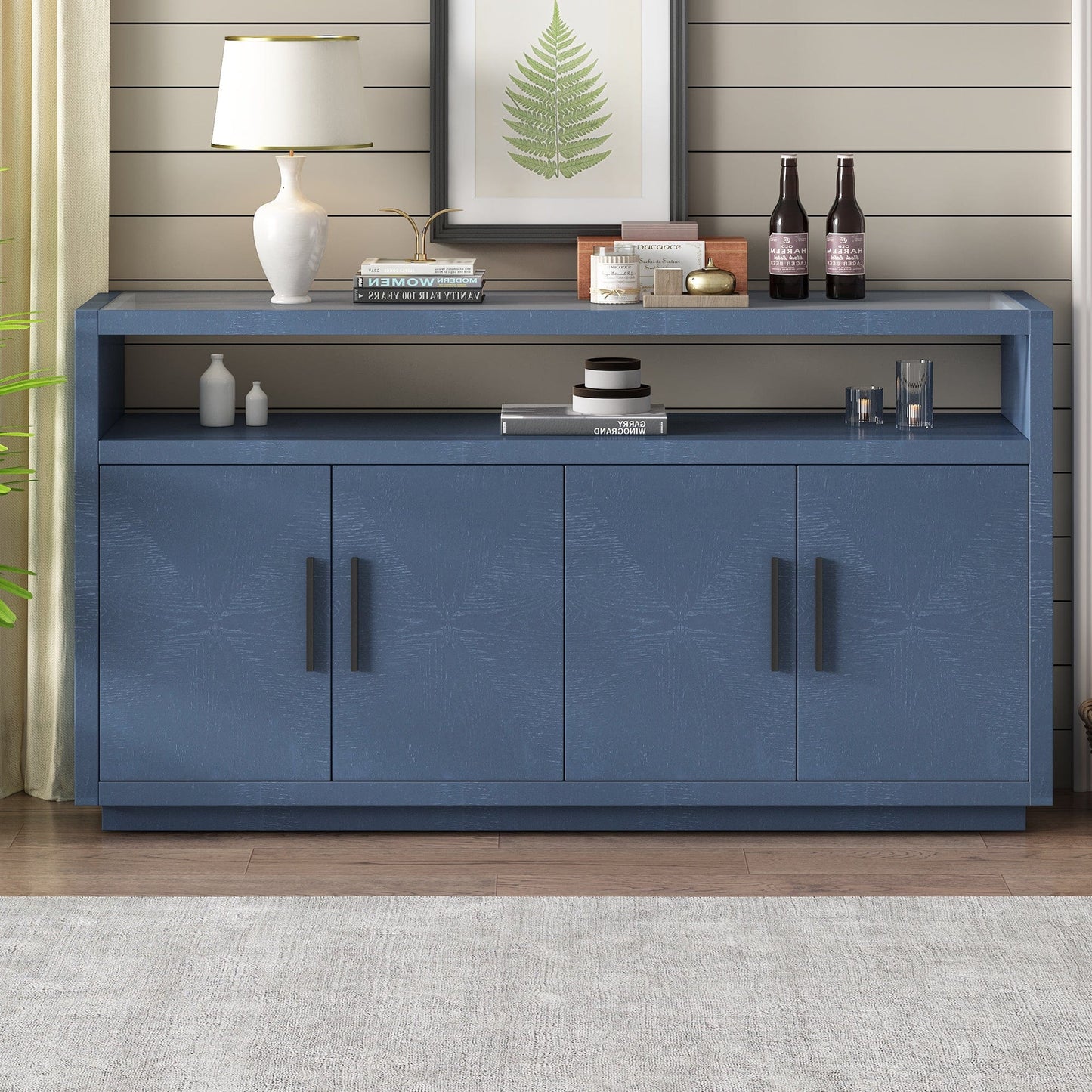 1st Choice Furniture Direct Cabinet 1st Choice U-Style Storage Cabinet w/ Adjustable Shelves & Glass Top