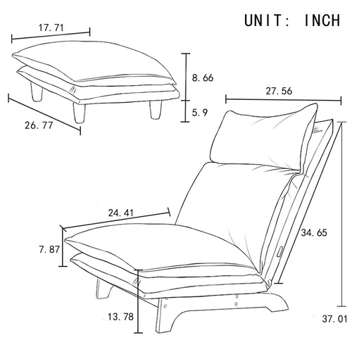 1st Choice Furniture Direct Chair 1st Choice Modern Foldable Reclining Lazy Chair in Dark Blue Finish