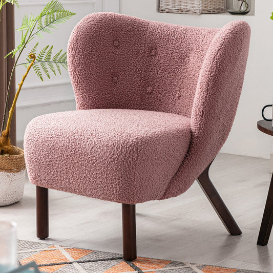 1st Choice Furniture Direct Chair & Sofa Cushions 1st Choice Blush Sherpa Wingback Tufted Chair with Solid Wood Legs