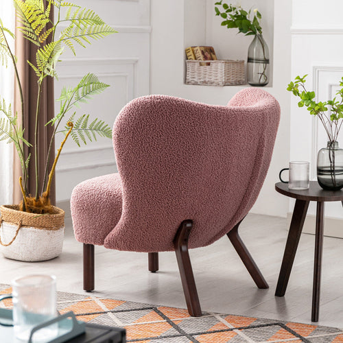 1st Choice Furniture Direct Chair & Sofa Cushions 1st Choice Blush Sherpa Wingback Tufted Chair with Solid Wood Legs