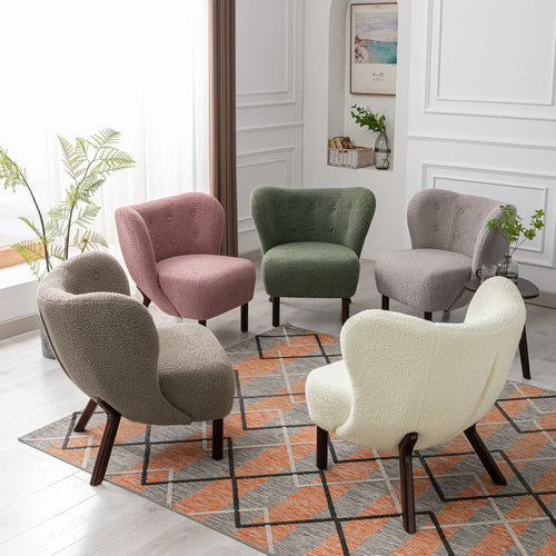 1st Choice Furniture Direct Chair & Sofa Cushions 1st Choice Blush Sherpa Wingback Tufted Chair with Solid Wood Legs
