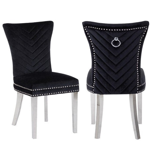 1st Choice Furniture Direct Chairs 1st Choice 2-Piece Set Black Velvet Stainless Steel Legs Chairs