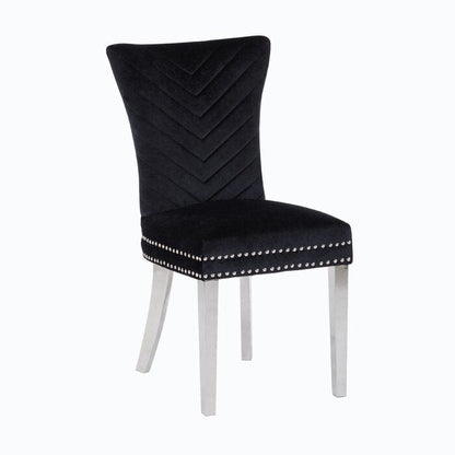 1st Choice Furniture Direct Chairs 1st Choice 2-Piece Set Black Velvet Stainless Steel Legs Chairs