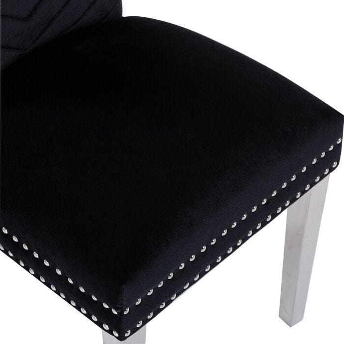 1st Choice Furniture Direct Chairs 1st Choice 2-Piece Set Black Velvet Stainless Steel Legs Chairs