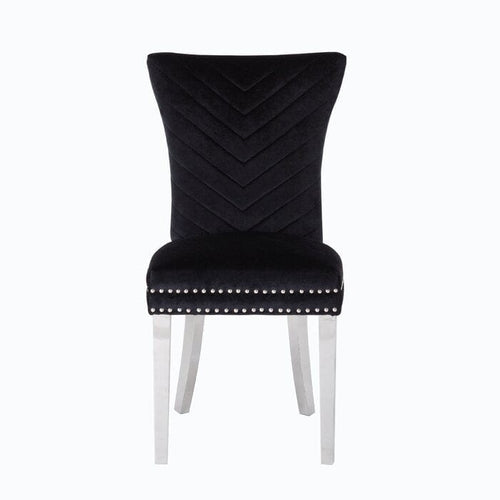 1st Choice Furniture Direct Chairs 1st Choice 2-Piece Set Black Velvet Stainless Steel Legs Chairs