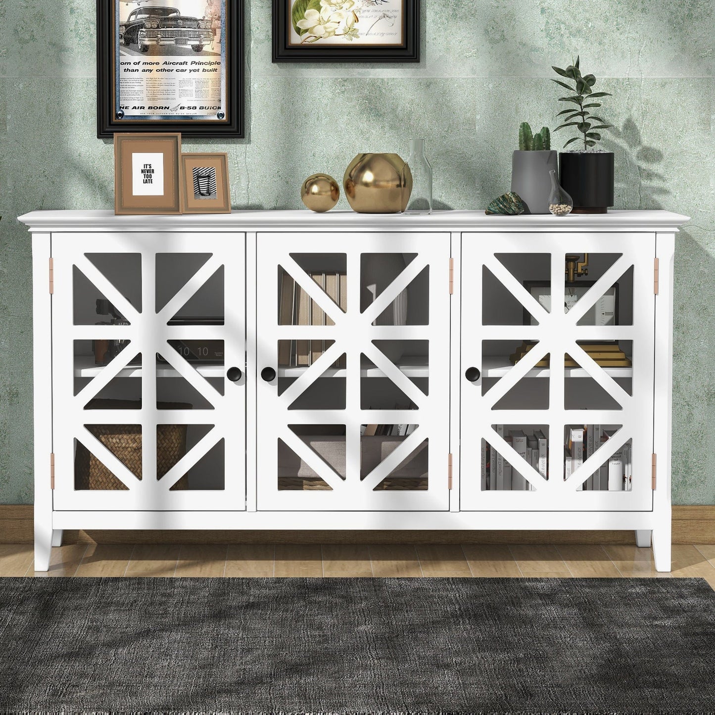 1st Choice Furniture Direct Console Table 1st Choice 62.2’’ Console Table with 3 Doors and Adjustable Shelves