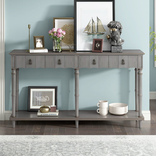 1st Choice Furniture Direct Console Table 1st Choice Country Console Table with Drawers & Shelf in Antique Gray