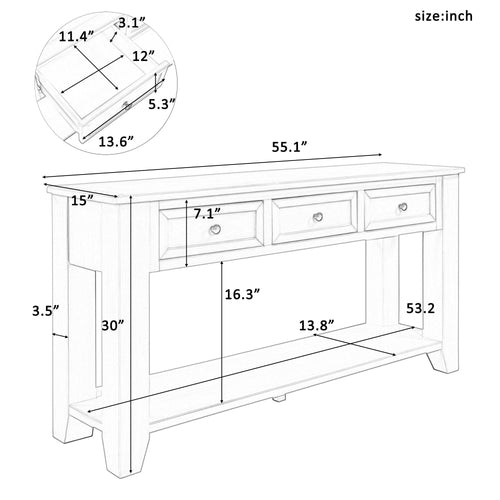 1st Choice Furniture Direct Console Table 1st Choice U-Shaped Modern Console Table - 55'' Sofa Table w/ Drawers