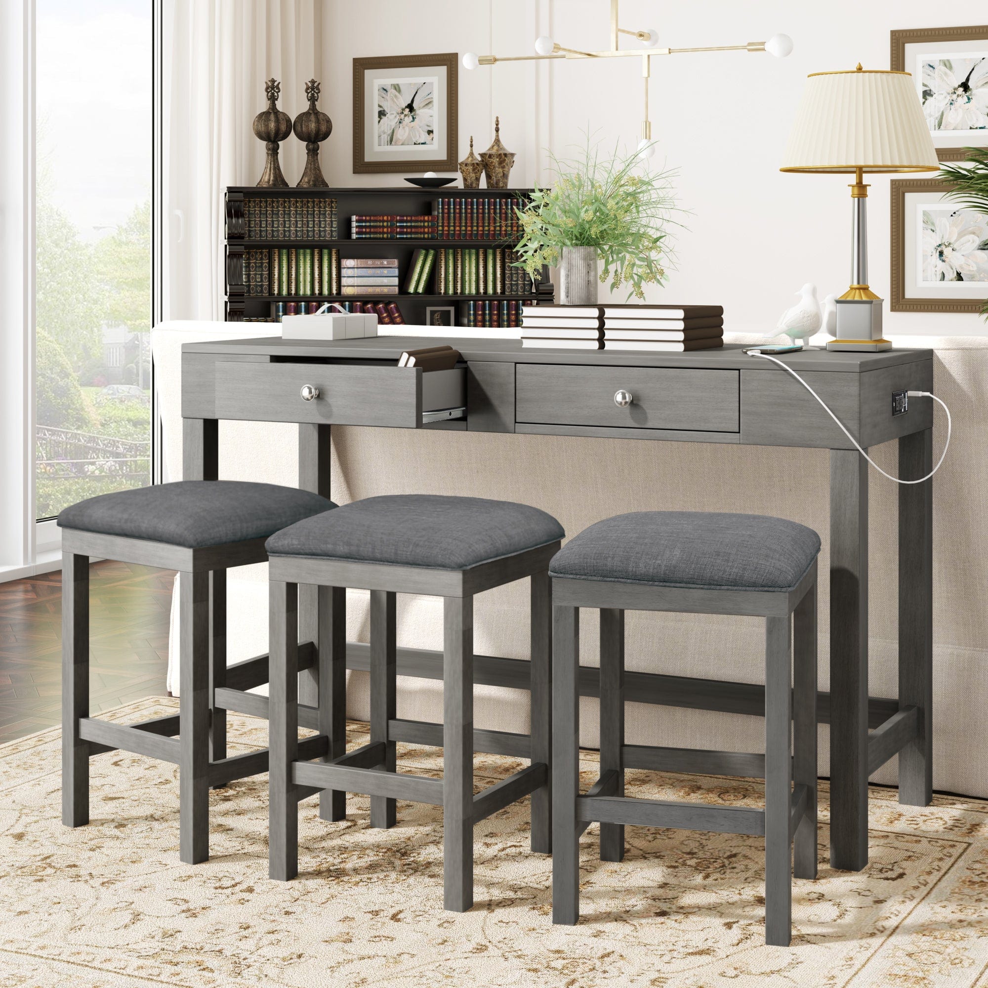 Bar stool table set best sale of 4