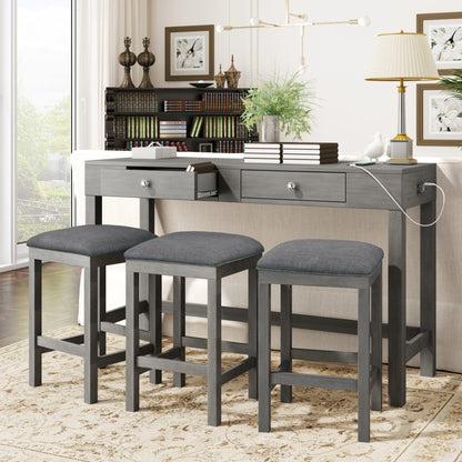 1st Choice Furniture Direct Counter Dining Set w/Stools 1st Choice 4-Piece Gray Counter Height Table Set w/ Padded Stools