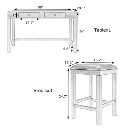 1st Choice Furniture Direct Counter Dining Set w/Stools 1st Choice 4-Piece Gray Counter Height Table Set w/ Padded Stools