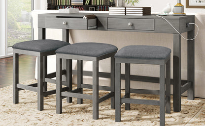 1st Choice Furniture Direct Counter Dining Set w/Stools 1st Choice 4-Piece Gray Counter Height Table Set w/ Padded Stools