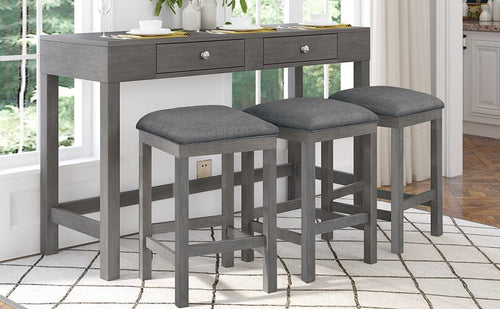1st Choice Furniture Direct Counter Dining Set w/Stools 1st Choice 4-Piece Gray Counter Height Table Set w/ Padded Stools