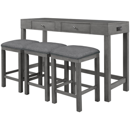 1st Choice Furniture Direct Counter Dining Set w/Stools 1st Choice 4-Piece Gray Counter Height Table Set w/ Padded Stools