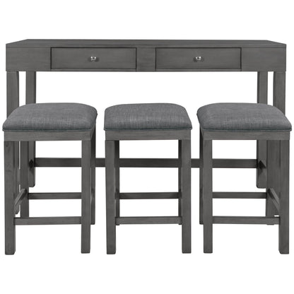 1st Choice Furniture Direct Counter Dining Set w/Stools 1st Choice 4-Piece Gray Counter Height Table Set w/ Padded Stools