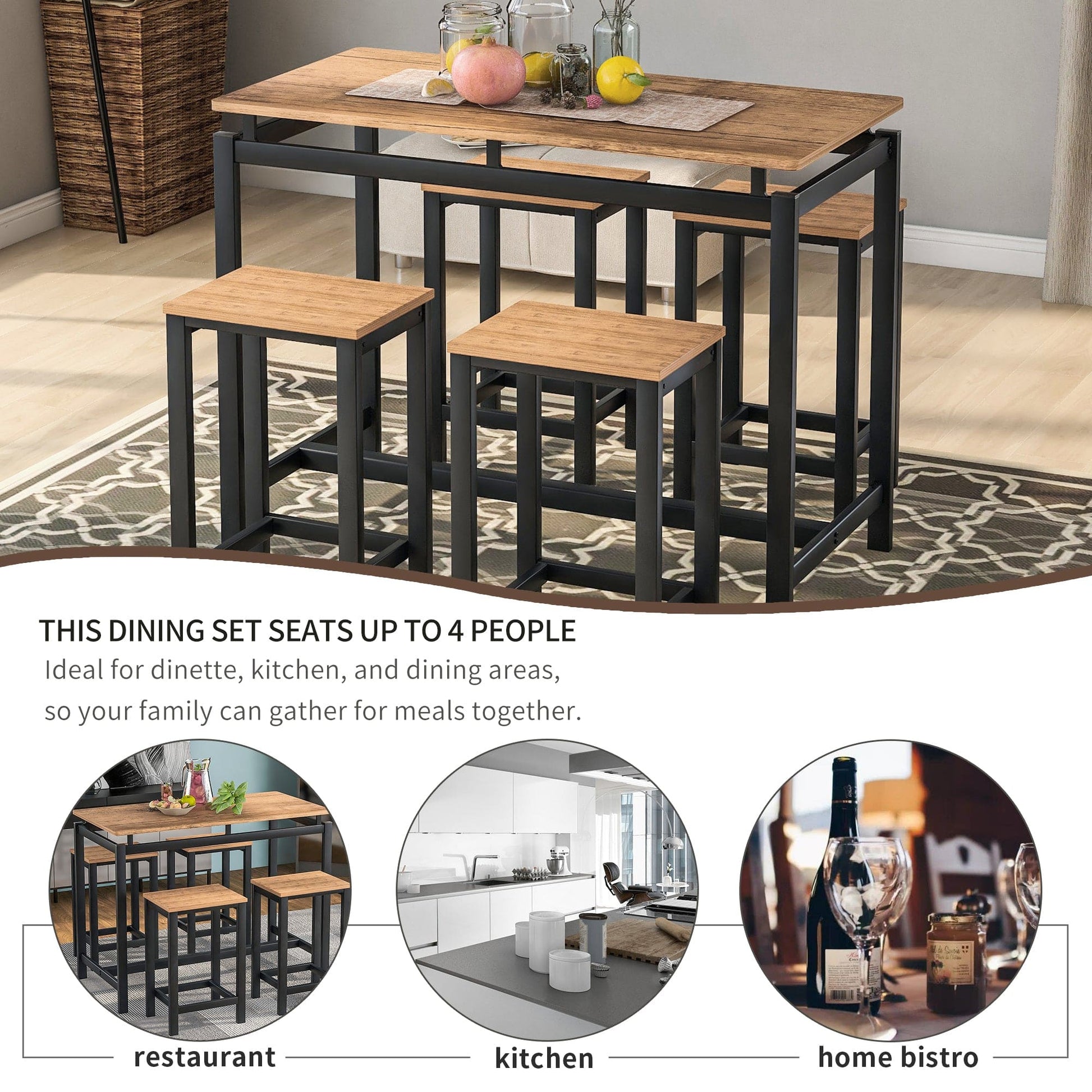 1st Choice Furniture Direct Counter Dining Set w/Stools 1st Choice 5-Piece Brown Kitchen Counter Height Table Set with 4 Chair