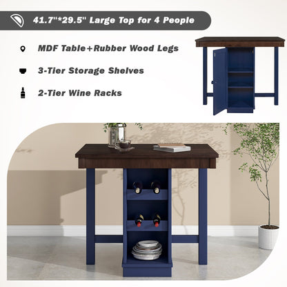 1st Choice Furniture Direct Counter Dining Set w/Stools 1st Choice Counter Height Dining Sets in Brown & Blue Finish (5-PC)