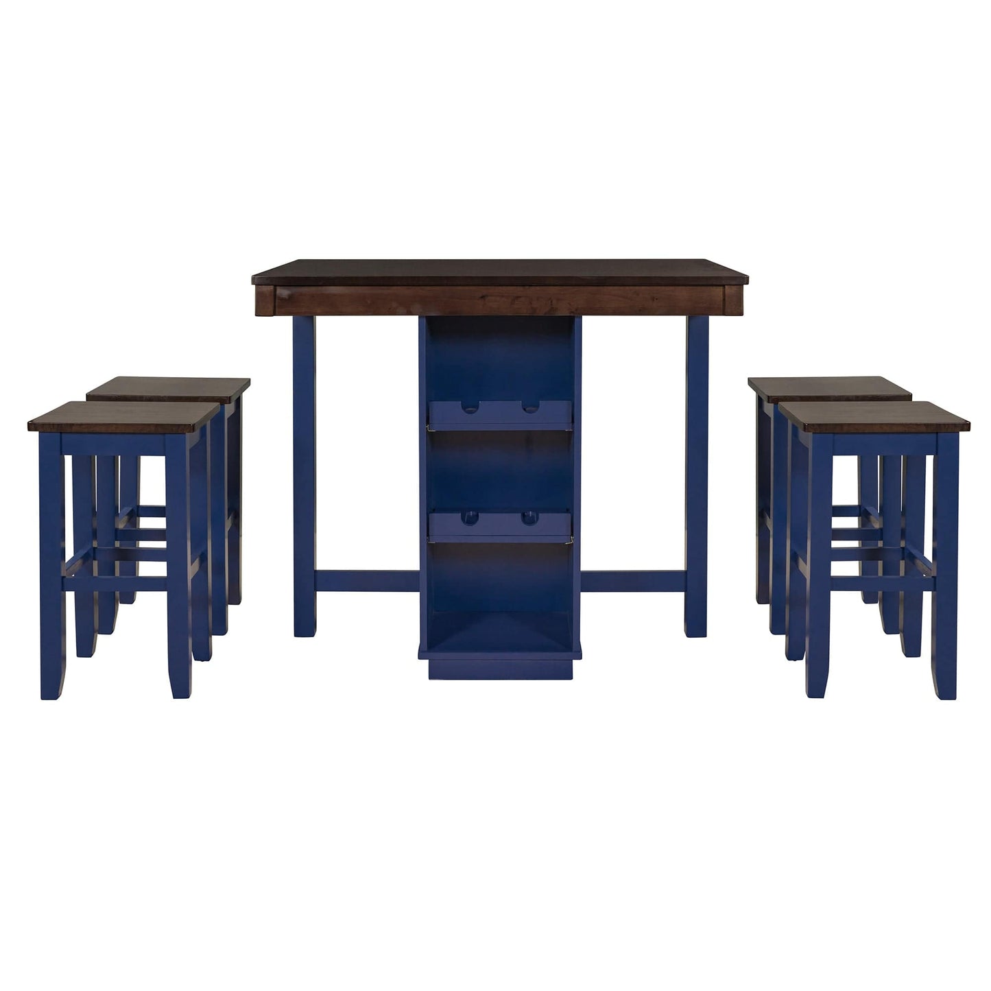 1st Choice Furniture Direct Counter Dining Set w/Stools 1st Choice Counter Height Dining Sets in Brown & Blue Finish (5-PC)