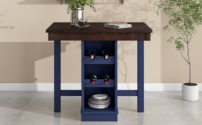 1st Choice Furniture Direct Counter Dining Set w/Stools 1st Choice Counter Height Dining Sets in Brown & Blue Finish (5-PC)