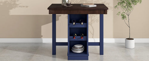 1st Choice Furniture Direct Counter Dining Set w/Stools 1st Choice Counter Height Dining Sets in Brown & Blue Finish (5-PC)