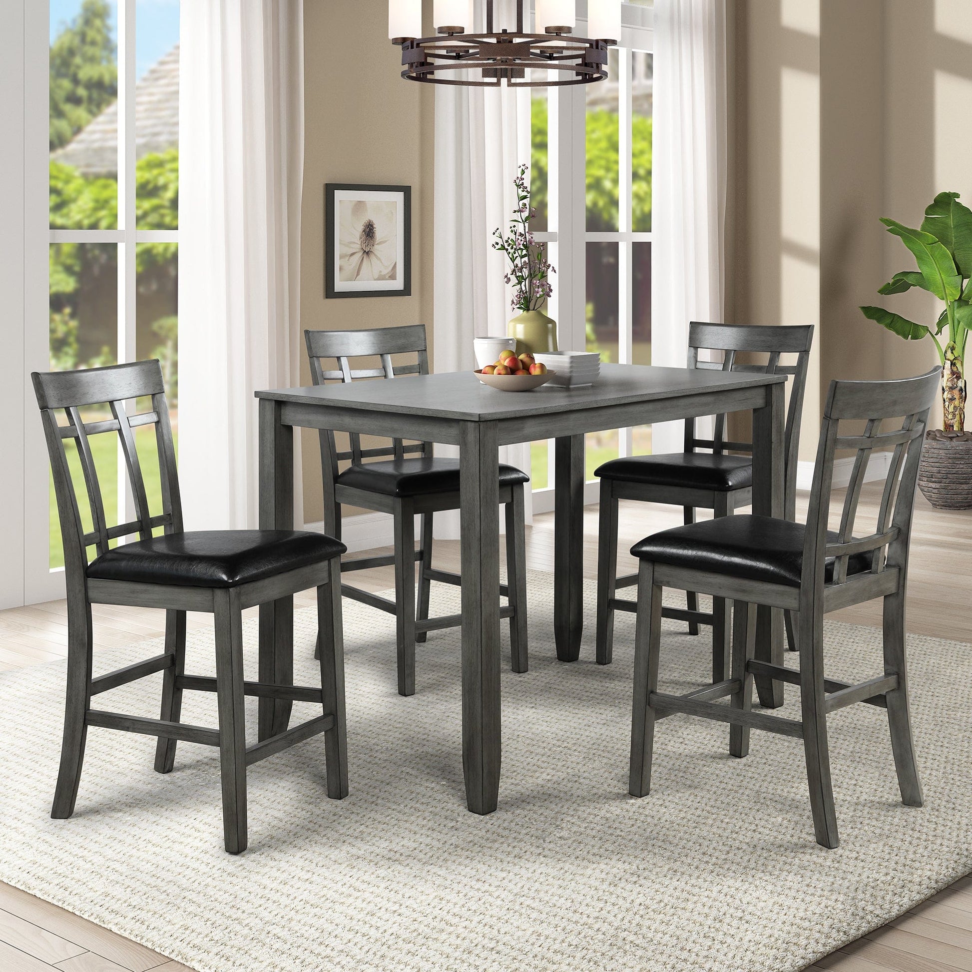 1st Choice Furniture Direct Counter Height Dining & Chairs 1st Choice 5 Piece Vintage Counter Height Bar Table in Antique Graywash