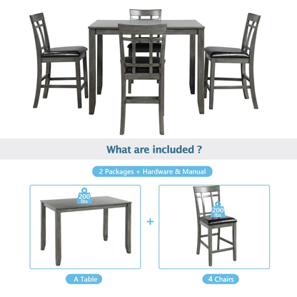 1st Choice Furniture Direct Counter Height Dining & Chairs 1st Choice 5 Piece Vintage Counter Height Bar Table in Antique Graywash