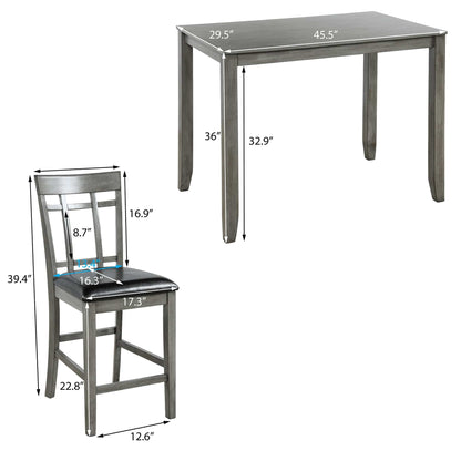 1st Choice Furniture Direct Counter Height Dining & Chairs 1st Choice 5 Piece Vintage Counter Height Bar Table in Antique Graywash