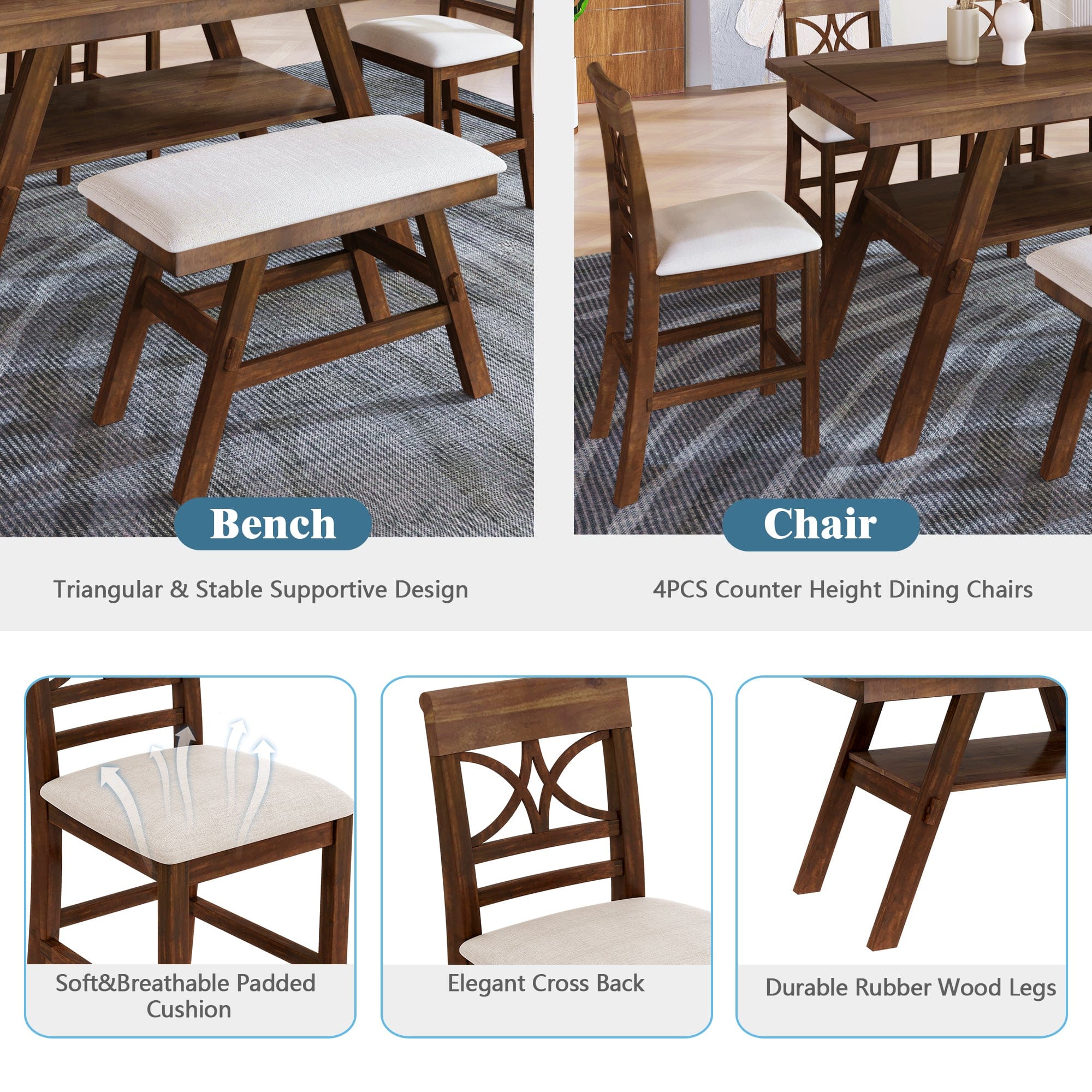 Counter height 6 discount piece dining set