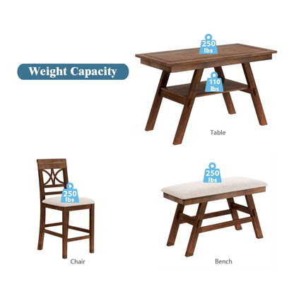 1st Choice Furniture Direct Counter Height Dining & Chairs 1st Choice 6-Piece Rustic Counter Height Table Set with Storage Shelf