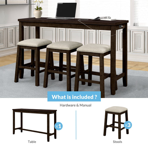1st Choice Furniture Direct Counter Height Set 1st Choice 4 Piece Counter Height Dining Set with Rustic Table & Stool