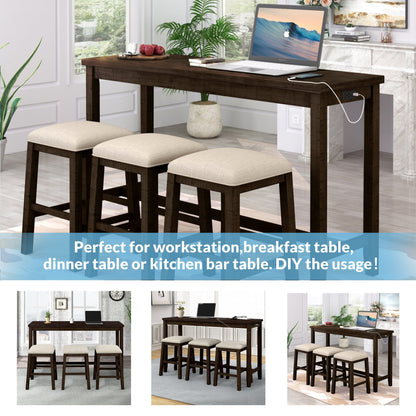 1st Choice Furniture Direct Counter Height Set 1st Choice 4 Piece Counter Height Dining Set with Rustic Table & Stool