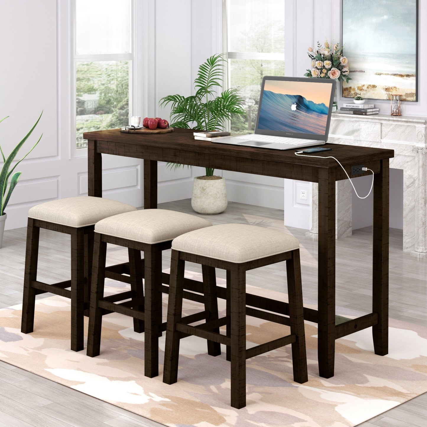 1st Choice Furniture Direct Counter Height Set 1st Choice 4 Piece Counter Height Dining Set with Rustic Table & Stool