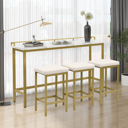 1st Choice Furniture Direct Counter Height Set 1st Choice 4-Piece Gold/Beige Counter Height Dining Set w/Fabric Stool