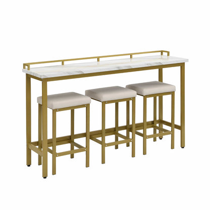 1st Choice Furniture Direct Counter Height Set 1st Choice 4-Piece Gold/Beige Counter Height Dining Set w/Fabric Stool