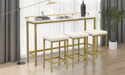 1st Choice Furniture Direct Counter Height Set 1st Choice 4-Piece Gold/Beige Counter Height Dining Set w/Fabric Stool