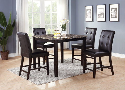 1st Choice Furniture Direct Counter Height Set 1st Choice 5- Piece Brown Birch Faux Marble Counter Height Dining Set