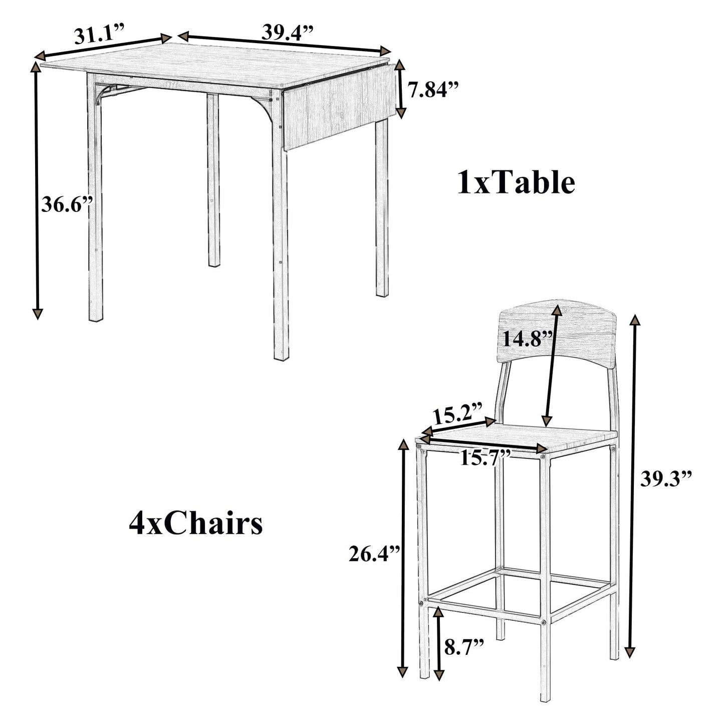 1st Choice Furniture Direct Counter Height Set 1st Choice 5- Piece Counter Height Drop Leaf Dining Set with 4 Chairs