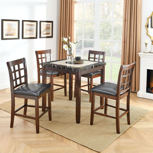 1st Choice Furniture Direct Counter Height Set 1st Choice 5-Piece Faux Marble Counter Height Dining Set with PU Chair