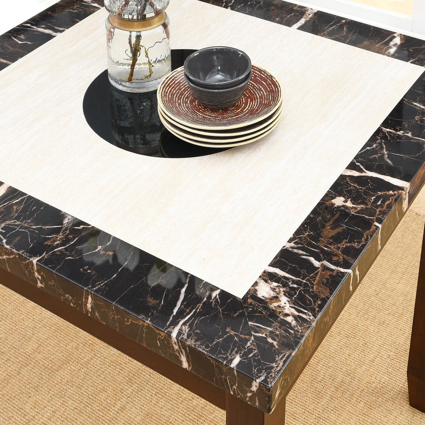 1st Choice Furniture Direct Counter Height Set 1st Choice 5-Piece Faux Marble Counter Height Dining Set with PU Chair