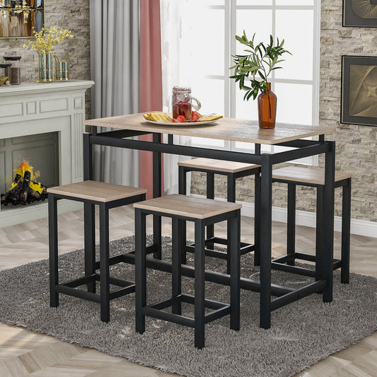 1st Choice Furniture Direct Counter Height Set 1st Choice 5-Piece Oak Kitchen Counter Height Table Set with 4 Stools